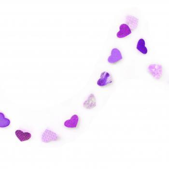 Violet purple garland in paper hearts